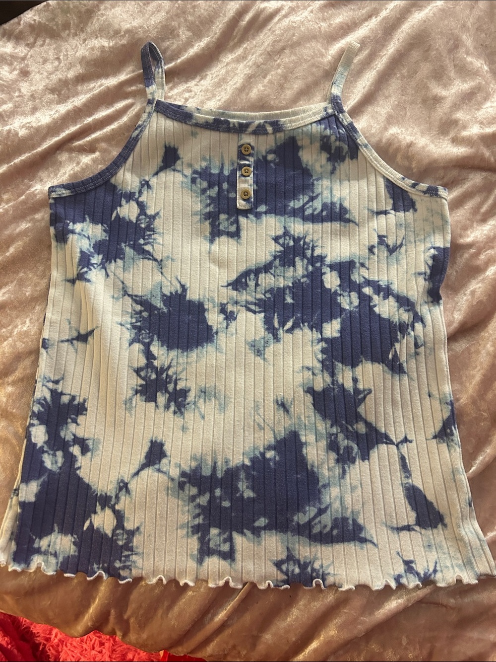 Cat & Jack Blue and White Tie-Dye Ribbed Cami